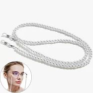 seoul show首爾秀 6mm仿珍珠串珠兩用口罩掛繩鏈墨鏡平光眼鏡鍊老花近視防丟鍊 銀色