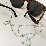 seoul show首爾秀 混色水晶鍊兩用口罩掛繩鏈墨鏡平光眼鏡鍊老花近視防丟鍊 藍粉