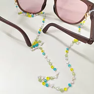 seoul show首爾秀 混色水晶鍊兩用口罩掛繩鏈墨鏡平光眼鏡鍊老花近視防丟鍊 藍綠