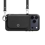 MAGEASY Pouch M 錢包磁吸掛繩手機殼 i17 Pro Max 黑色/黑色