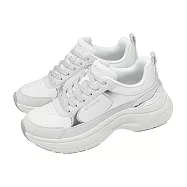 Skechers 休閒鞋 Hazel 2 女鞋 白 銀 厚底 皮革 緩震 健走鞋 177447WHT