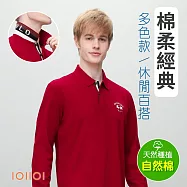 歐洲貴族IOIIOI 長袖翻領設計 刺繡POLO衫 紳士商務休閒 M 紅色