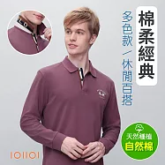 歐洲貴族IOIIOI 長袖翻領設計 刺繡POLO衫 紳士商務休閒 M 紫色