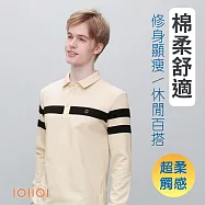 歐洲貴族IOIIOI 男裝 熱銷休閒商務polo衫 舒適手感 天絲棉 M 米白色