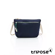 tripose LIGHTMOOD微皺尼龍輕巧雙層斜背小包 深海藍
