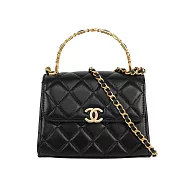 CHANEL CC Logo 琺瑯寶石提把迷你二用包/Handle_展示品 (黑色)