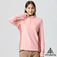 【ATUNAS 歐都納】女款經典保暖拉鍊衫/立領衫/POLO衫/大尺碼A8PS2569W- L 淺粉/深粉