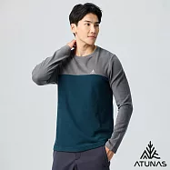 【ATUNAS 歐都納】男款經典保暖長袖圓領衫/長T/大尺碼A8TS2547M- M 深灰/暗藍