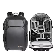 WIN-23260 雙機多鏡大容量攝影包/相機包/後背包 防盜後開/防水耐磨 輕鬆收納16吋筆電與腳架 黑色