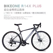 BIKEONE R14X PLUS 鋁合金彎把公路車藍圖14速 機械碟煞煞變合一 全能型甩把內走線新手破風新利器- 鈦灰