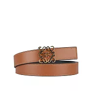 LOEWE Anagram 金釦平滑牛皮雙面可用皮帶 80cm(焦糖色/黑色)