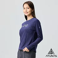 【ATUNAS 歐都納】女款經典保暖長袖圓領衫/長T/圖T/大尺碼A2TS2540W- L 靛藍