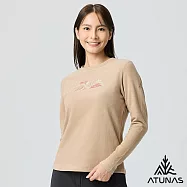 【ATUNAS 歐都納】女款經典保暖長袖圓領衫/長T/圖T/大尺碼A2TS2540W- M 奶茶