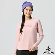 【ATUNAS 歐都納】女款經典保暖長袖圓領衫/長T/圖T/大尺碼A2TS2540W- L 霧粉