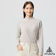 【ATUNAS 歐都納】女款經典保暖長袖立領衫/素面長T/大尺碼A2TS2542W- L 灰
