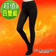 【Leader X】台灣製 緊緻束腹-鋅石墨烯提臀熱塑褲襪 加大款 全足褲襪 (超值四雙組)