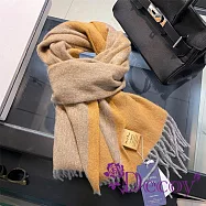 【Decoy】簡約百搭 拼接純色羊毛保暖圍巾/顏色可選 黃色