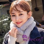 【Decoy】軟軟毛球 保暖仿兔毛絨交叉脖圍圍巾/灰 灰