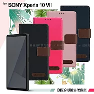 Xmart SONY Xperia 10 VII 度假浪漫風斜紋側掀皮套 桃色