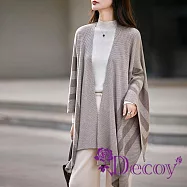 【Decoy】清新雅致 條紋加大保暖斗篷式披肩/奶茶色 奶茶色