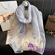 【Decoy】漸層色調 優雅珍珠釘珠薄款披肩圍巾/顏色可選 灰色