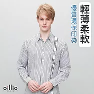 oillio歐洲貴族 長袖商務襯衫 超柔細膩手感 瘦身直條紋 商務紳士 M 白色
