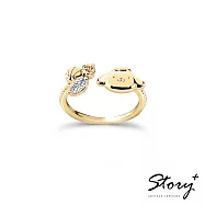 STORY 故事銀飾-Sanrio學院Mix系列-Pompompurin布丁狗晶鑽純銀戒指-黃K金 國際圍#10