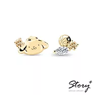 STORY故事銀飾- Sanrio學院Mix系列-Pompompurin布丁狗晶鑽純銀耳環-黃K金 針式