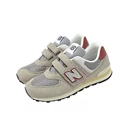 New Balance NB 休閒鞋 574 寬楦 中童 小朋友 旱石棕 國王酒紅 麂皮 魔鬼氈 運動鞋 PV574SKB-W