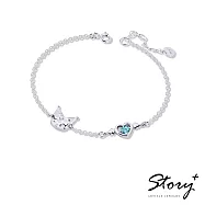 【客製品】STORY故事銀飾-Kuromi & MyMelody邱比特系列-酷洛米小翅膀誕生石純銀手鍊 白K金