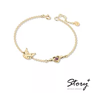 【客製品】STORY故事銀飾-Kuromi & MyMelody邱比特系列-酷洛米小翅膀誕生石純銀手鍊 黃K金