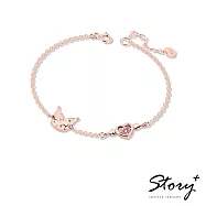 【客製品】STORY故事銀飾-Kuromi & MyMelody邱比特系列-酷洛米小翅膀誕生石純銀手鍊 玫瑰金