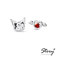 【客製品】STORY故事銀飾-Kuromi & MyMelody邱比特系列-酷洛米小翅膀誕生石純銀耳環 純銀無電鍍