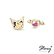 【客製品】STORY故事銀飾-Kuromi & MyMelody邱比特系列-酷洛米小翅膀誕生石純銀耳環 黃K金