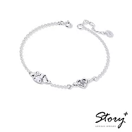 【客製品】STORY故事銀飾-Kuromi & MyMelody邱比特系列-美樂蒂小翅膀誕生石純銀手鍊 白K金