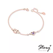 【客製品】STORY故事銀飾-Kuromi & MyMelody邱比特系列-美樂蒂小翅膀誕生石純銀手鍊 玫瑰金