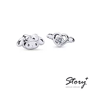 【客製品】STORY故事銀飾-Kuromi & MyMelody邱比特系列-美樂蒂小翅膀誕生石純銀耳環 白K金