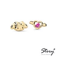 【客製品】STORY故事銀飾-Kuromi & MyMelody邱比特系列-美樂蒂小翅膀誕生石純銀耳環 黃K金