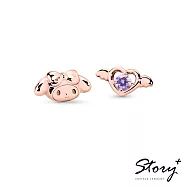 【客製品】STORY故事銀飾-Kuromi & MyMelody邱比特系列-美樂蒂小翅膀誕生石純銀耳環 玫瑰金