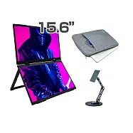 【REAICE】日本Winten 15.6型IPS超薄廣視角可攜式雙屏螢幕-外出攜帶豪華組(Switch/FHD/移動式顯示器/雙屏HDMI/Type-C/IPS) 淺灰色