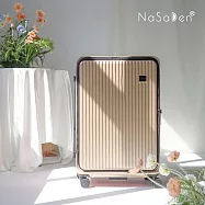 NaSaDen納莎登 - 萊茵系列前開式 經典素面款 可擴充上掀式25吋行李箱旅行箱 復刻駝金