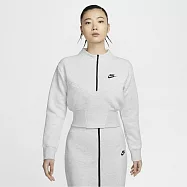 NIKE AS W NSW TCH FLC CROP QZ 女 圓領套頭衫-HJ1032013 L 淺灰色