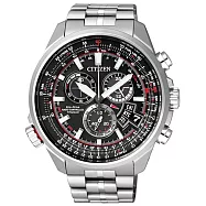 CITIZEN Eco-Drive 密謀間諜鈦金屬電波計時腕錶-黑x銀