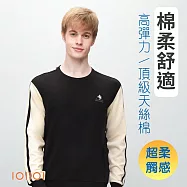 IOIIOI 長袖圓領衫 T恤 顯瘦肩膀設計 舒適好穿天絲棉 年輕好看 黑色 XL 黑色