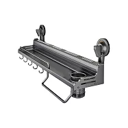 【野一夏】免釘太空鋁按壓式吸盤單杯置物架 防水防油 廚房調味收納架 多尺寸可選 -50CM