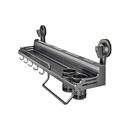 【野一夏】免釘太空鋁按壓式吸盤雙杯置物架 防水防油 廚房調味收納架 多尺寸可選 -50CM