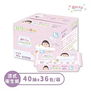 【櫻桃小丸子】純水濕式衛生紙 40抽x12串 (共36包) 可丟馬桶衛生紙 濕式衛生紙 40抽X12串 (36包/箱)