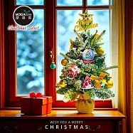 摩達客-60cm(2尺)高級PVC植雪麻布圓底座聖誕樹+童話彩繪木牌吊飾漾金系飾品組/不含燈/本島免運費/歐美外銷人氣款