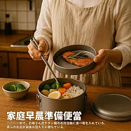 【Tihow 鈦好】日式匠造高質感純鈦保鮮盒鐵路便當盒 (1350ml+500ml 扣式密封鈦蓋)