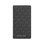 Michael Kors 銀字滿版Logo 釦式二折大款卡片夾/卡包 (黑色)